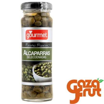 Frasco de alcaparras en conserva, perfectas para ensaladas, salsas y recetas gourmet.